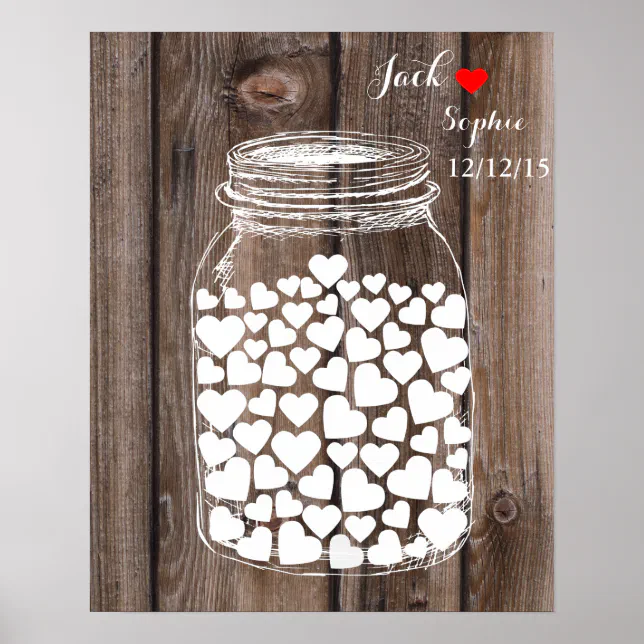Alternative wedding guest book mason jar wood Zazzle