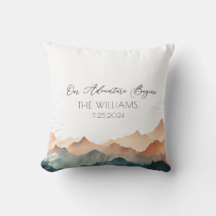 Alternative Wedding Guest Book Orange Mountain Throw Pillow