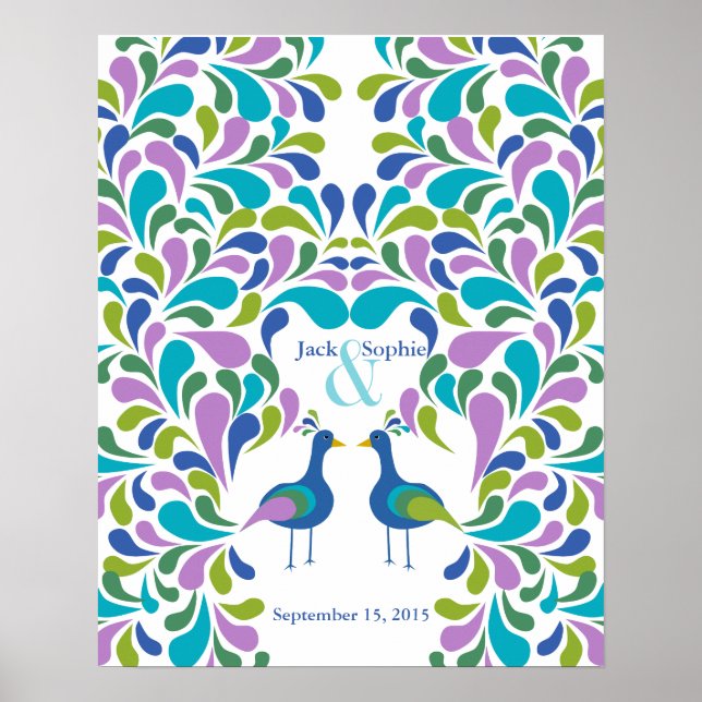 Alternative wedding guest book peacock colorful (Front)