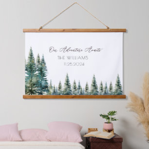 Alternative Wedding Guest Botanical Pine Trees Hanging Tapestry