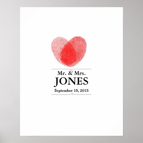 Alternative wedding guest signing book fingerprint poster