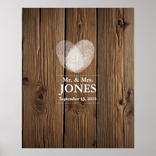 Alternative wedding guest signing book fingerprint poster