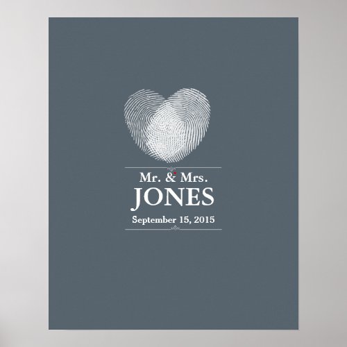 Alternative wedding guest signing book fingerprint poster