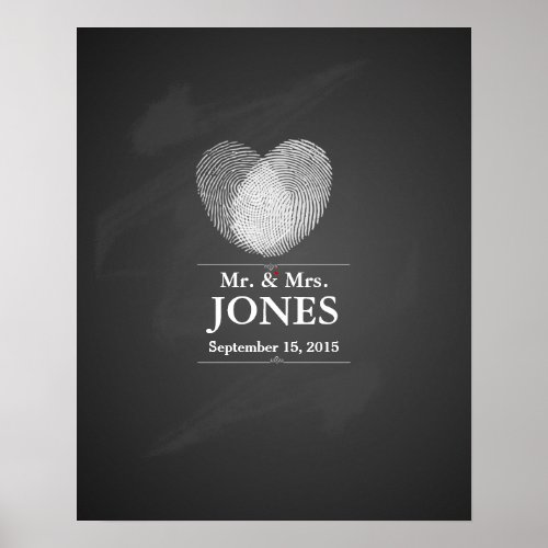 Alternative wedding guest signing book fingerprint poster