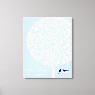 Alternative wedding guestbook heart tree navy