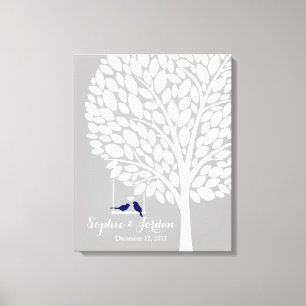 Alternative wedding guestbook heart tree navy
