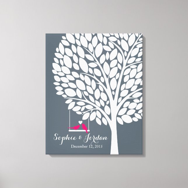 Alternative wedding guestbook heart tree pink (Front)