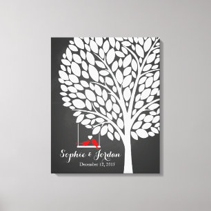 Alternative wedding guestbook heart tree red