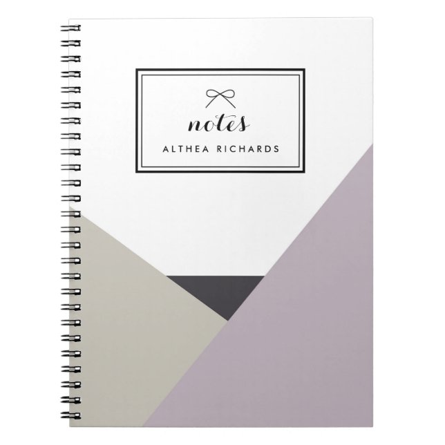 Althea Lilac & Gray Personalized Notebook (Front)