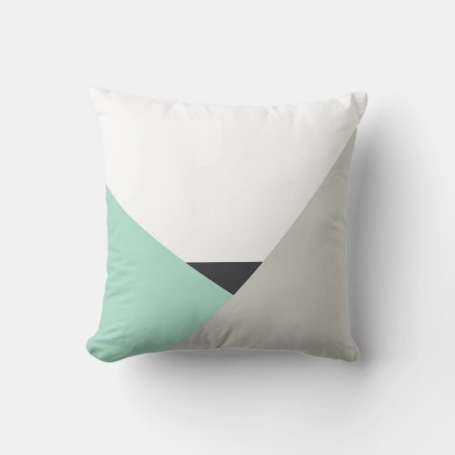 Althea Mint  Gray Abstract Color Block Pillow