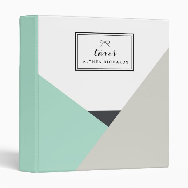 Althea Mint & Gray Abstract Personalized Binder (Front/Spine)