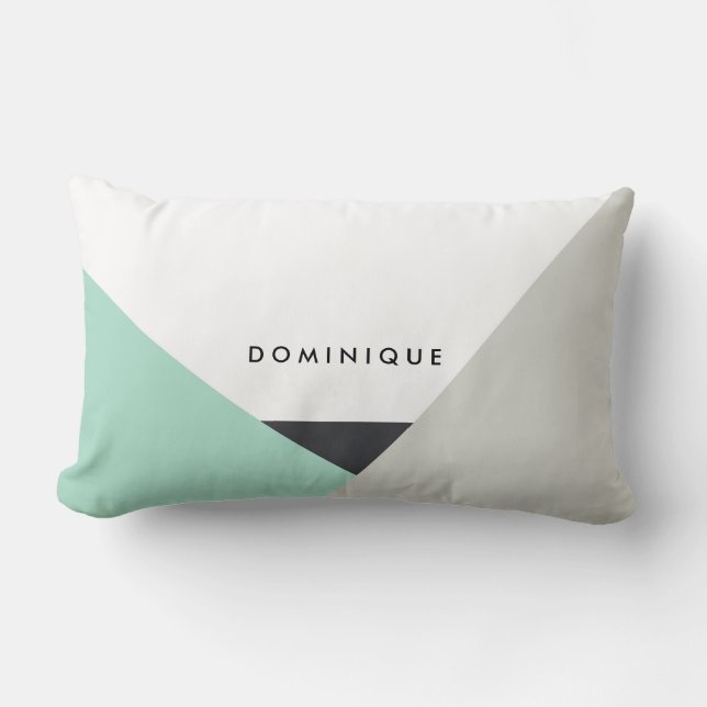 Althea Mint & Gray Abstract Personalized Pillow (Front)