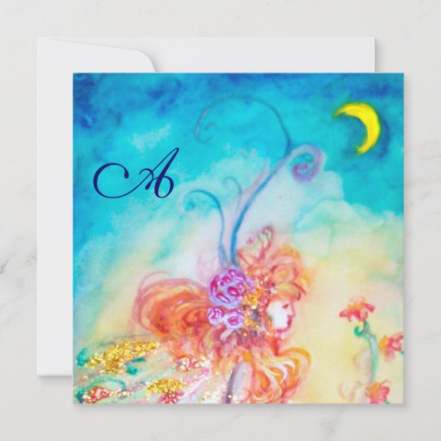 ALTHEA , monogram pink blue yellow green sparkles Invitation (Front)