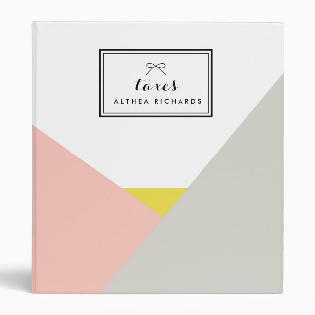 Althea Pink & Gray Abstract Personalized Binder (Front)