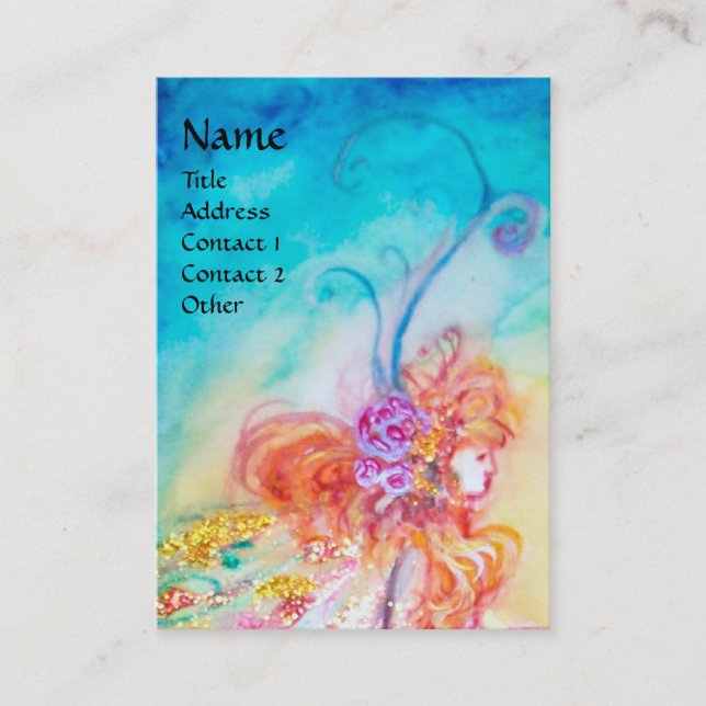ALTHEA /Whimsical Fairy on the Pink Flower Business Card (Front)