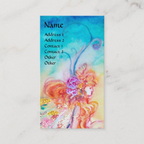 ALTHEA Whimsical Fairy on the Pink Flower Business Card