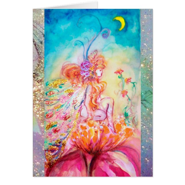 ALTHEA /Whimsical Fairy on the Pink Flower Cards (Front)