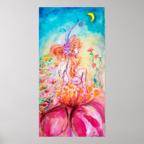 ALTHEA Whimsical Fairy on the Pink Flower Poster