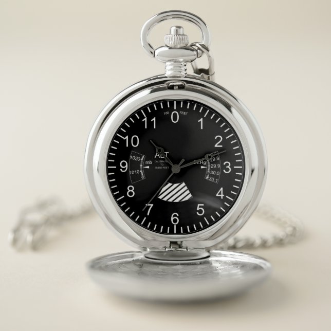 altimeter face silver pocket watch (Inside)