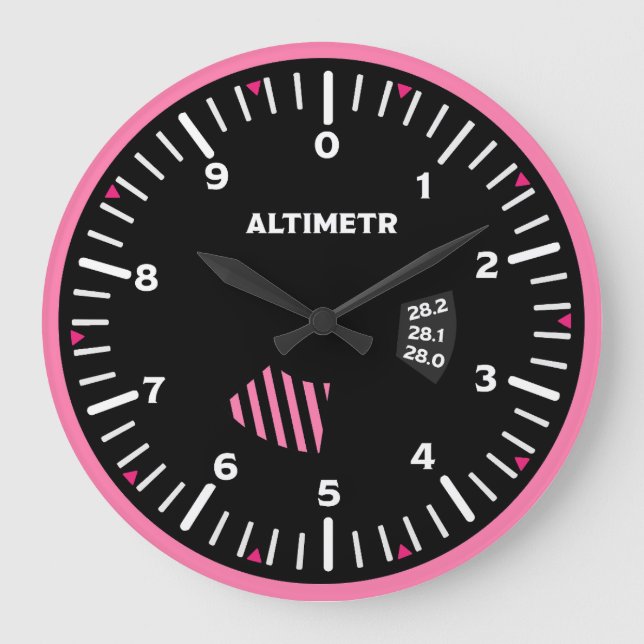 Altimetr Lady Pilot Aviation Geek Large Clock (Front)