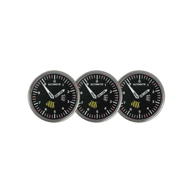 Altimetr Pilot Aviation Geek Golf Ball Marker (3 Up)