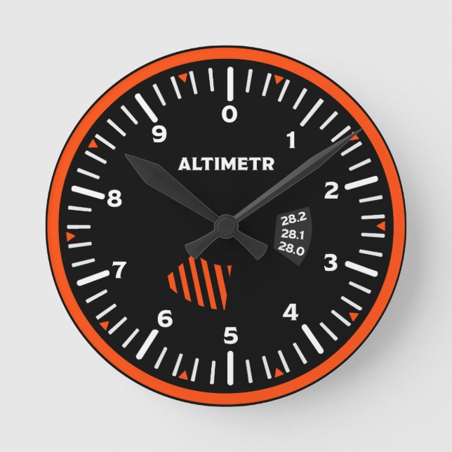 Altimetr Pilot Aviation Geek Round Clock (Front)