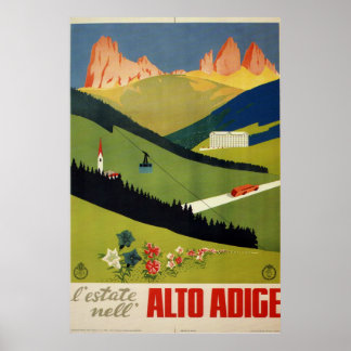 Alto Adige (South Tyrol) Italy Vintage Travel Poster