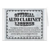 Alto Clarinet License (Front Horizontal)