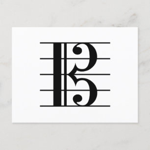Alto Clef on Staff C-Clef Viola Music Black White Postcard