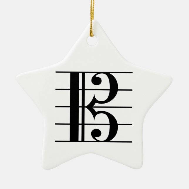 Alto Clef on Staff Ceramic Ornament (Front)