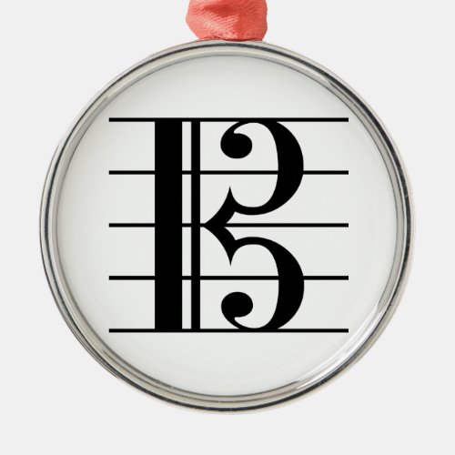 Alto Clef on Staff Metal Ornament