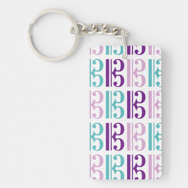 Alto Clef - Purple and Teal Keychain (Front)