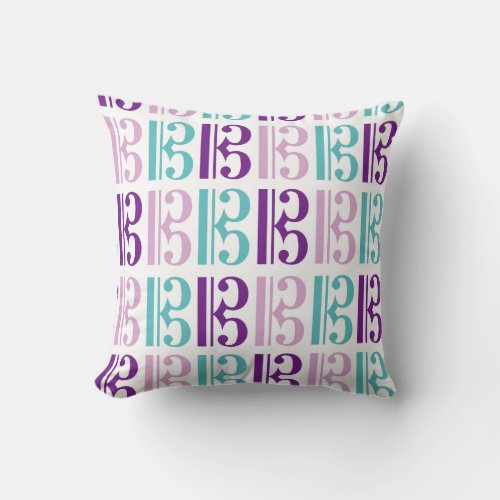 Alto Clef _ Purple and Teal Throw Pillow