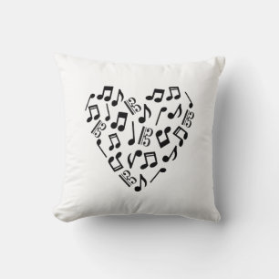 Alto Clef Viola Heart Love Music Notes White Throw Pillow