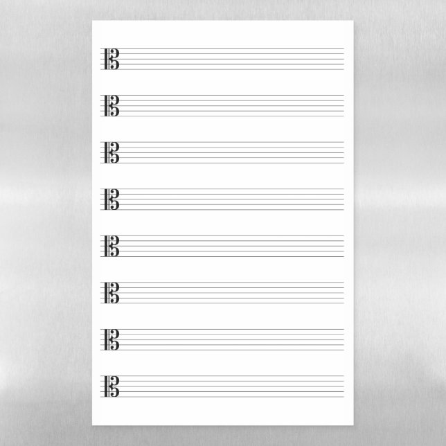 Alto Clef Viola Music Staff Staves Blank Empty Magnetic Dry Erase Sheet (Vertical)