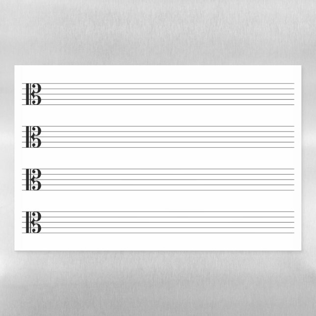 Alto Clef Viola Music Staffs Staves Blank Empty Magnetic Dry Erase Sheet (Horizontal)