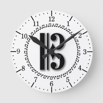 Alto Or Tenor Clef Music Note Design C Clef Round Clock by warrior_woman at Zazzle