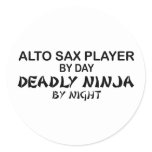 Alto Sax Deadly Ninja by Night Classic Round Sticker