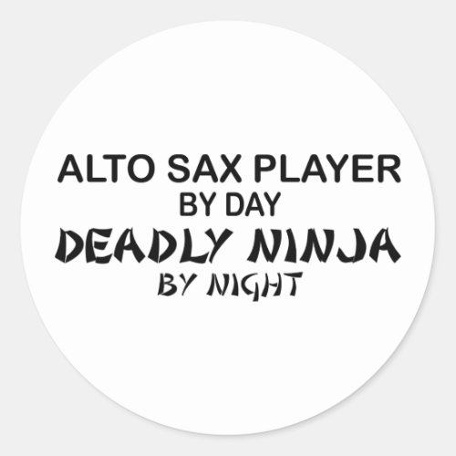 Alto Sax Deadly Ninja by Night Classic Round Sticker