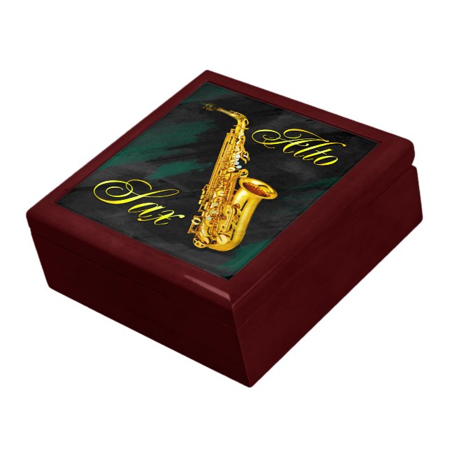 Alto Sax Keepsake Jewelry & Trinkets Gift Box (Side)