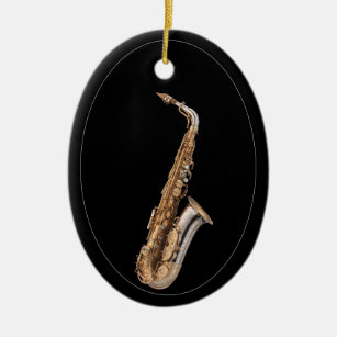 Louis Baritone Saxophone Ceramic Ornament 3 inch Round Holiday Christmas Ornament 