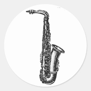 Alto Saxophone Classic Round Sticker by Kinder_Kleider at Zazzle