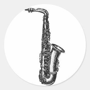 Alto Saxophone Classic Round Sticker