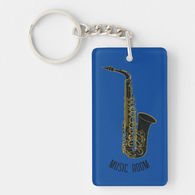Alto Saxophone Music Room Keychain (Front)