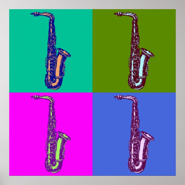 Alto Saxophone Pop Art Poster (Front)
