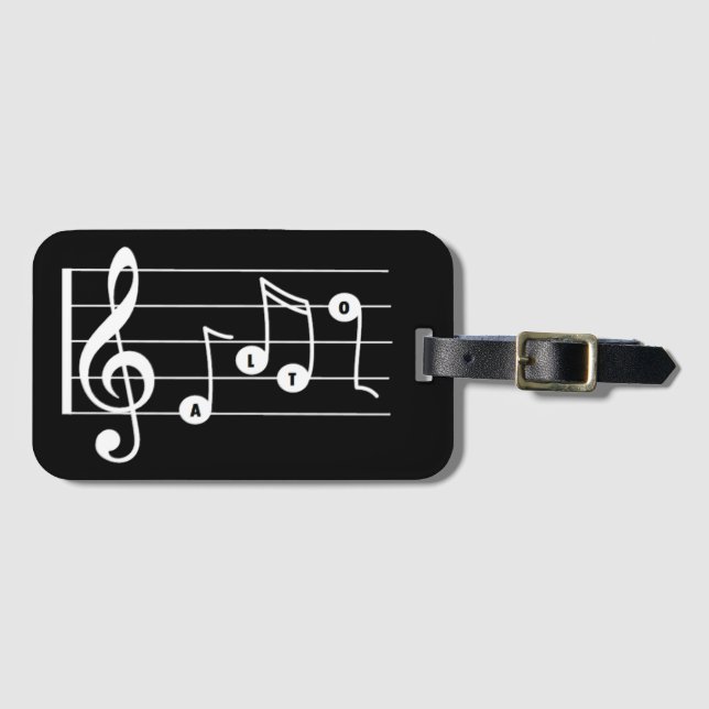 Alto Singer Musical Luggage Tag (Black) (Front Horizontal)