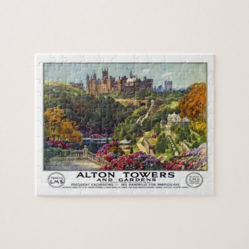 Alton Towers and Gardens Vintage Travel Poster Jigsaw Puzzle