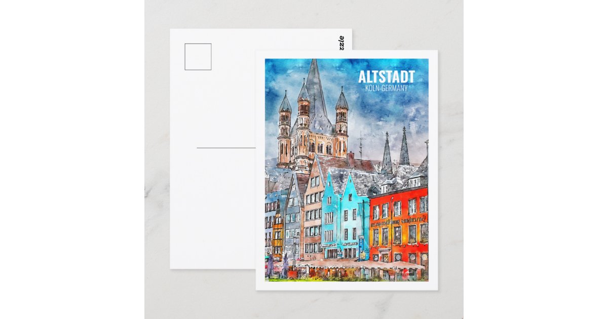Altstadt Koln Germany Famous Travel Watercolor Postcard Zazzle