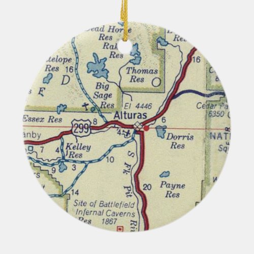 Alturas CA Vintage Map Ceramic Ornament