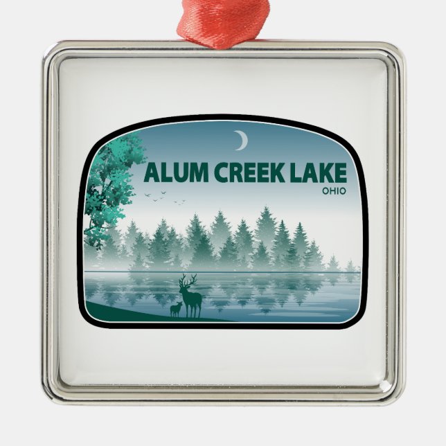 Alum Creek Lake Ohio Deer Metal Ornament (Front)